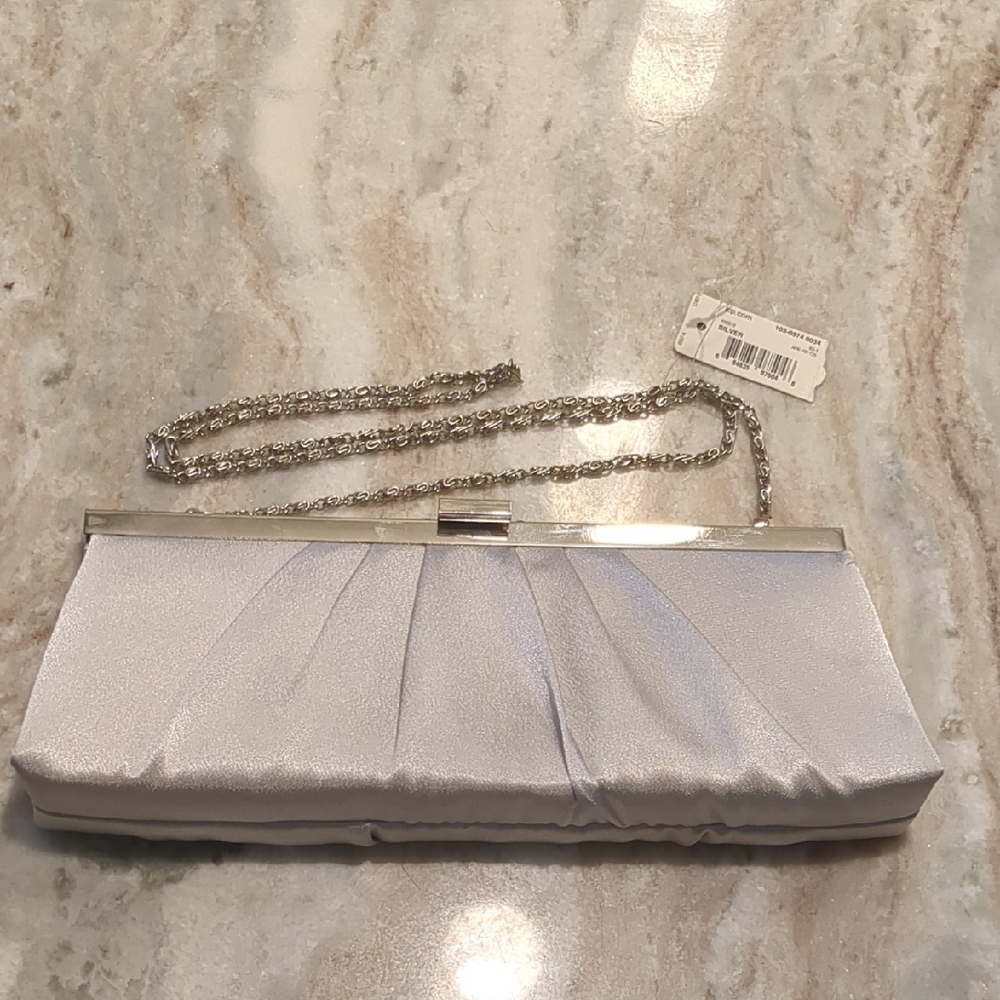 Jacqueline Ferrar Silver Pleated Clutch Wristlet